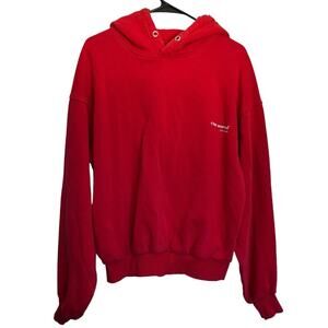 C'est Normal The Basic Hoodie Pullover Sweatshirt Organic Cotton Red Logo S/M